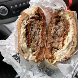 MENCHI KATSU SANDO. Like a japanese patty melt. Bread did not hold up due to how saucy it was. MENCHI KATSU SANDO. Like a japanese patty melt. Bread did not hold up due to how saucy it was.