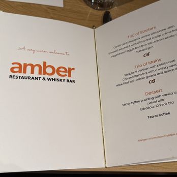 Amber Restaurant - The "Taste of Scotland" 3 course tasting menu. - Scottish Near Me - Edinburgh, EDH