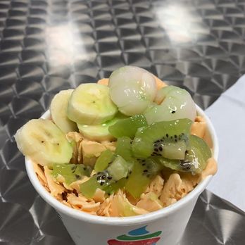 Roll It Up - Snellville - Thaiphoon Rolled up Ice cream with banana lychee kiwi and kiwi syrup - Desserts Near Me - Snellville, Georgia