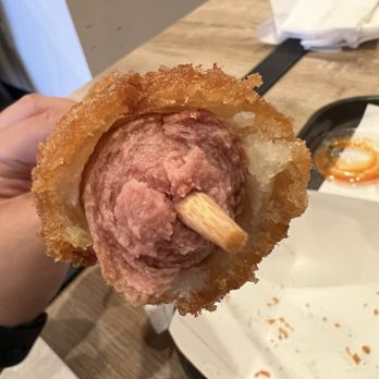 ChungChun - Sul Bing Su - Cheese/Sausage rice dog (batter was too oily) - Desserts Near Me - Katy, Texas ChungChun - Sul Bing Su - Cheese/Sausage rice dog (batter was too oily) - Desserts Near Me - Katy, Texas