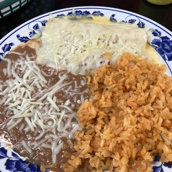 Taquerias cervantez - Rice, beans, enchiladas chicken I think? - Mexican Near Me - Allen, Texas