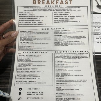 Off Street Cafe - Menu - side 2 - American Near Me - Cerritos, California