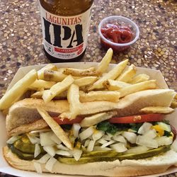 The Dog House - Chicago dog with beer