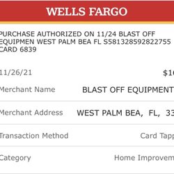 Blast -Off Equipment - proof of purchase
