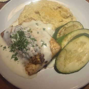 Red Fish Grill - Crab stuff mahi with Gouda grits (wonderful) - Seafood Near Me - Morehead City, North Carolina Red Fish Grill - Crab stuff mahi with Gouda grits (wonderful) - Seafood Near Me - Morehead City, North Carolina