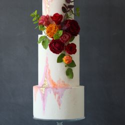 Luxury wedding cake with handmade sugar flowers