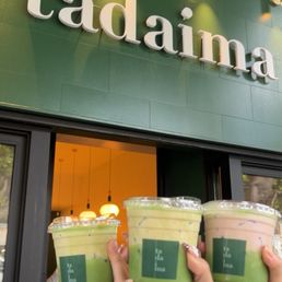 Exterior outside entrance of Tadaima - Marina - matcha latte with pistachio cream & matcha latte with strawberry cream - San Francisco, California Exterior outside entrance of Tadaima - Marina - matcha latte with pistachio cream & matcha latte with strawberry cream - San Francisco, California