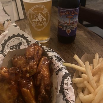 Harry's on Main - BBQ chicken wings with ranch dressing, salt and pepper fries and two types of beer! - Bars Near Me - Providence, Rhode Island