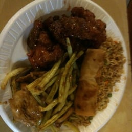 Seasame chicken, green bean chicken and fried rice