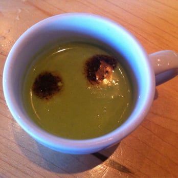 Ox - Complimentary Amuse Bouche: Chilled Asparagus Soup w/Sesame Olive Oil - Argentine Near Me - Portland, Oregon Ox - Complimentary Amuse Bouche: Chilled Asparagus Soup w/Sesame Olive Oil - Argentine Near Me - Portland, Oregon