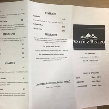 Valdez Bistro - Menu - French Near Me - Valdez, Alaska Valdez Bistro - Menu - French Near Me - Valdez, Alaska