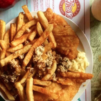 Ches's Snacks - 2-piece fish and chips with dressing and gravy - Seafood Near Me - St. John's, Newfoundland and Labrador Ches's Snacks - 2-piece fish and chips with dressing and gravy - Seafood Near Me - St. John's, Newfoundland and Labrador