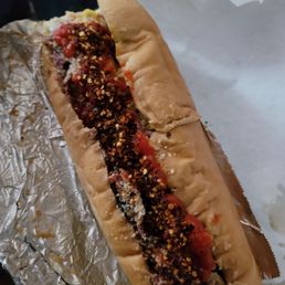 Very large pastrami sandwich with extra steak. Was worth $18 Very large pastrami sandwich with extra steak. Was worth $18