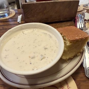 Union Oyster House - Oyster House Clam Chowder and corn bread - Seafood Near Me - Boston, Massachusetts