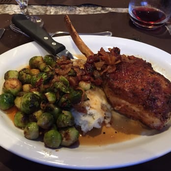 Strada Mia - Veal chop special with baby Brussell sprouts with bacon. Simply delicious! - Italian Near Me - Syracuse, New York