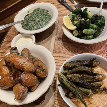 St. Anselm - Crispy Smashed Fingerling, Potatoes Grilled Broccoli, Creamy Spinach, Charred Okra - Steakhouses Near Me - Washington, DC, District of Columbia