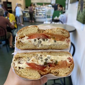 Barry's Espresso Bakery & Deli - Lox and Cream Cheese on bialy - Bakeries Near Me - Eugene, Oregon