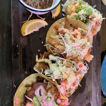 Compadres Cantina - Taco sampler. Excellent! 2 can really share it due to the large portion size. The pork belly taco was my favorite but liked them all! - Mexican Near Me - Ontario, California Compadres Cantina - Taco sampler. Excellent! 2 can really share it due to the large portion size. The pork belly taco was my favorite but liked them all! - Mexican Near Me - Ontario, California