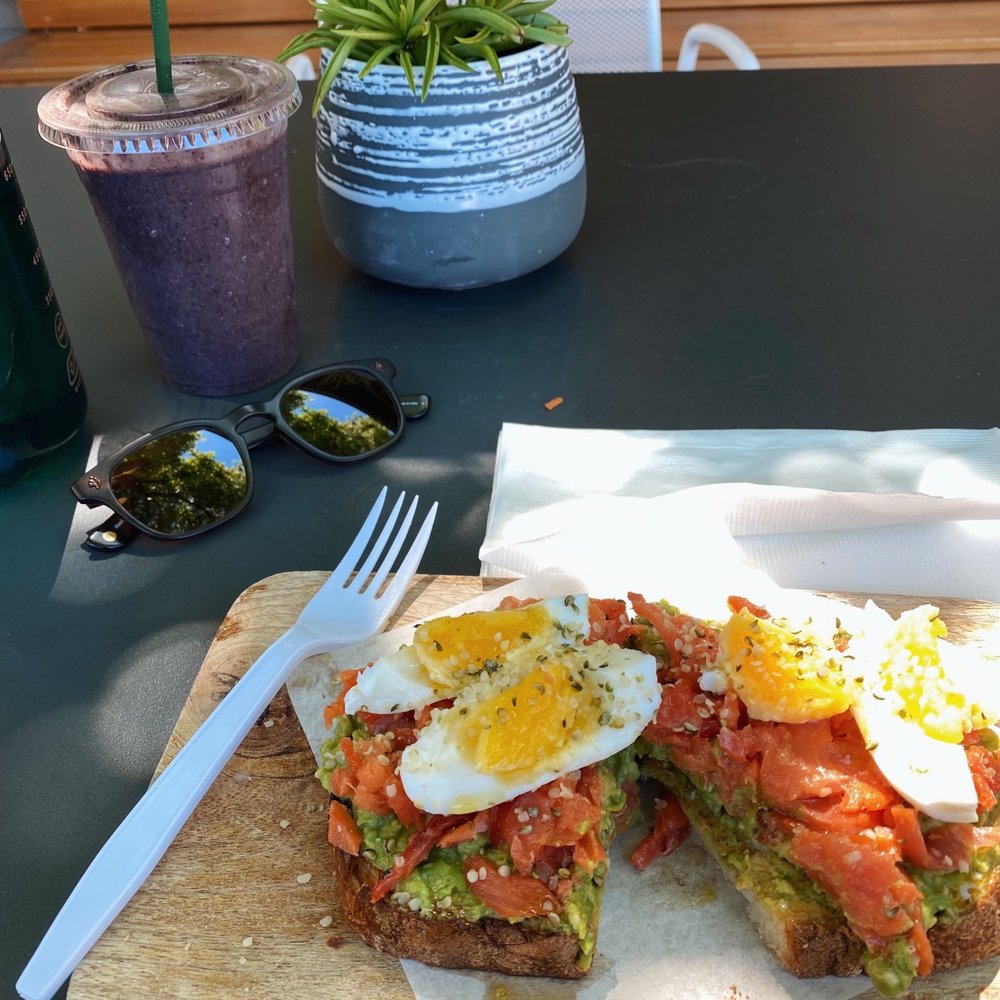 Sano Cafe - Avocado toast + Salmon and egg - Salad Near Me - Mercer Island, Washington Sano Cafe - Avocado toast + Salmon and egg - Salad Near Me - Mercer Island, Washington