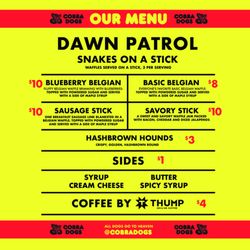 Our brand new breakfast menu. Served Sat and Sun.