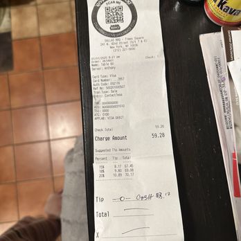 Dallas BBQ - Receipt - Barbeque Near Me - New York, New York Dallas BBQ - Receipt - Barbeque Near Me - New York, New York