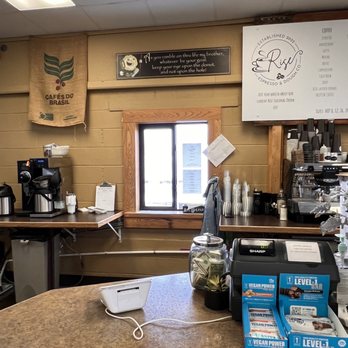 Rise Espresso and Dough - Inside view of drive thru, options to protein in drinks and bars - Bakeries Near Me - Spokane Valley, Washington Rise Espresso and Dough - Inside view of drive thru, options to protein in drinks and bars - Bakeries Near Me - Spokane Valley, Washington