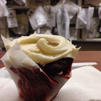 Baked & Wired - red velvet cupcake with the napkin wall in the back - Bakeries Near Me - Washington, DC, District of Columbia Baked & Wired - red velvet cupcake with the napkin wall in the back - Bakeries Near Me - Washington, DC, District of Columbia