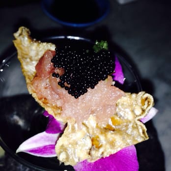KAI ZAN - Salmon skin topped with toro Tatar and tobiko - Asian Fusion Near Me - Chicago, Illinois