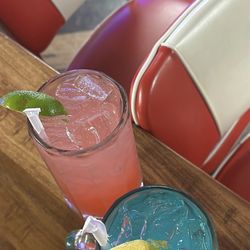 Boozy blue Long Island & Strawberry splash margarita