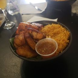 Spicy Ginger Teriyaki Salmon with Jollof Rice and Plaintains! Spicy Ginger Teriyaki Salmon with Jollof Rice and Plaintains!