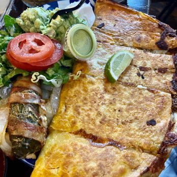 Dona Leti's - Quesadillas with all the trimmings, and a bacon wrapped cheese stuffed jalapeño. - Cocktail Bars Near Me - Houston, Texas