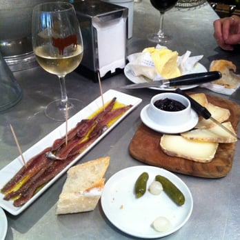 L'Avant Comptoir - Amazing spread of Anchovies, Cheese, Cherry Jam - Complimentary Butter, Pickles, & Baguette - Tapas Bars Near Me - Paris, 75