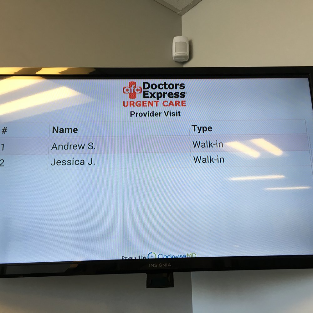AFC Urgent Care Braintree - LOVE that they display the waiting list so you're not wondering - Medical Centers Near Me - Braintree, Massachusetts