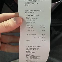 Golden Eagle Gas - Receipt