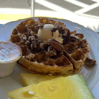 Sweet Brewnette - Waffle with butter and bourbon pecans - Coffee & Tea Near Me - Madeira Beach, Florida