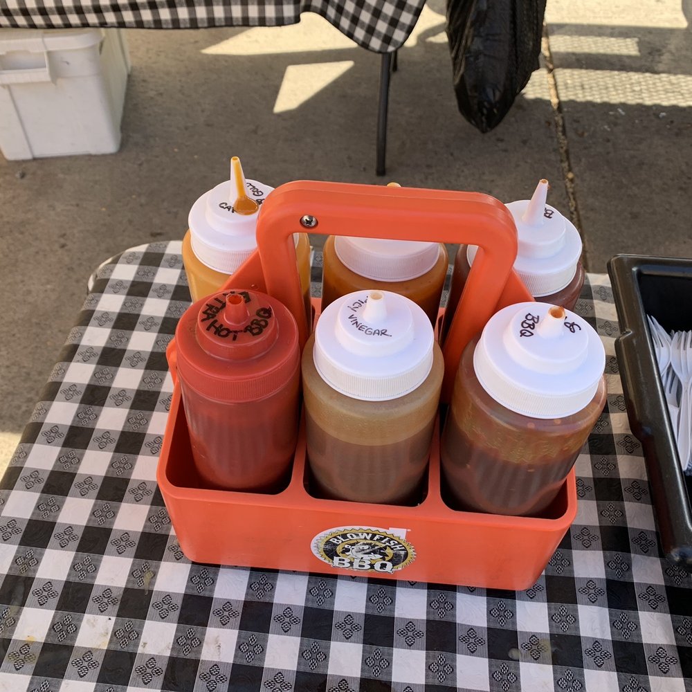 Blowfish BBQ - Six sauces to choose from. - Food Trucks Near Me - Swissvale, Pennsylvania