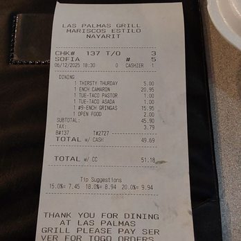 Las Palmas - Extra charge for using a credit card - Seafood Near Me - Charlotte, North Carolina Las Palmas - Extra charge for using a credit card - Seafood Near Me - Charlotte, North Carolina