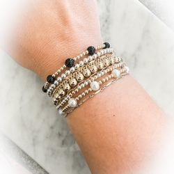 Infinity Metals SLO - Sterling silver and gold filled elastic bracelets