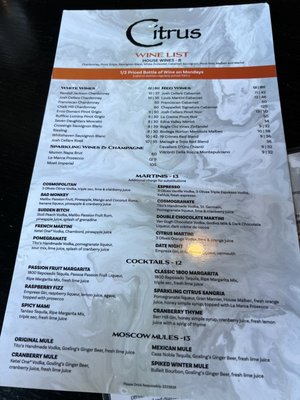 Menu photo 1 Citrus Restaurant Milford, CT