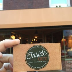 Inside Out - New storefront, taken 10/12/15.  Their awning isn't finished yet, so the business card will have to do instead!