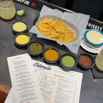 Eldorado Cafe - Eldorado Salsa Sampler so delish! - Mexican Near Me - Austin, Texas Eldorado Cafe - Eldorado Salsa Sampler so delish! - Mexican Near Me - Austin, Texas
