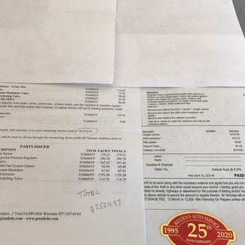 Greulich's Automotive Repair - Grelich's $3500+ estimate on the left vs. the $1300 bill I paid at another service provider - Auto Repair Near Me - Tempe, Arizona Greulich's Automotive Repair - Grelich's $3500+ estimate on the left vs. the $1300 bill I paid at another service provider - Auto Repair Near Me - Tempe, Arizona
