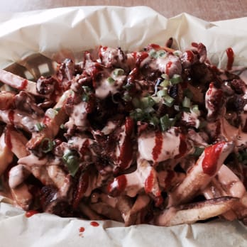 Bumblebees BBQ and Grill - Fries topped with seasoned pork. - New American Near Me - Midvale, Utah Bumblebees BBQ and Grill - Fries topped with seasoned pork. - New American Near Me - Midvale, Utah