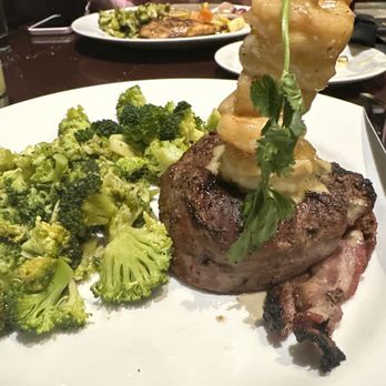 Firebirds Wood Fired Grill - 9oz Filet and Shrimp with Broccoli - Seafood Near Me - Chattanooga, Tennessee