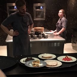 This was our front row seat from the bar in the kitchen. I'd recommend it over a table.