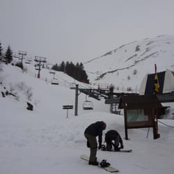 Monts Jura - Getting on the lift to get to the top of the moutain to snowboard down Lelex side (France-side)