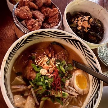 Ramen Wasabi - Spicy Roasted Garlic Miso  $17.5  Egg noodles, rich pork broth Berkshire pork belly soft boiled - Ramen Near Me - Chicago, Illinois