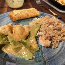 Moon star Asian Bristo - Curry chicken, combo rice and pork egg roll