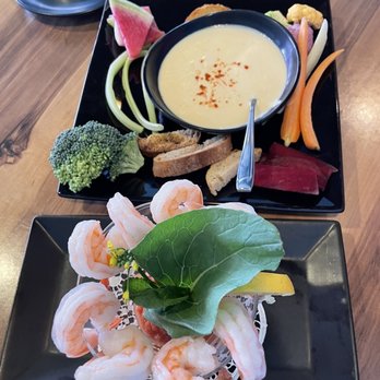Gracious Plates on Main - Shrimp cocktail & Cheese Fondue Plate - New American Near Me - Franklin, North Carolina Gracious Plates on Main - Shrimp cocktail & Cheese Fondue Plate - New American Near Me - Franklin, North Carolina
