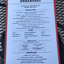 Filly & Colts - Menu